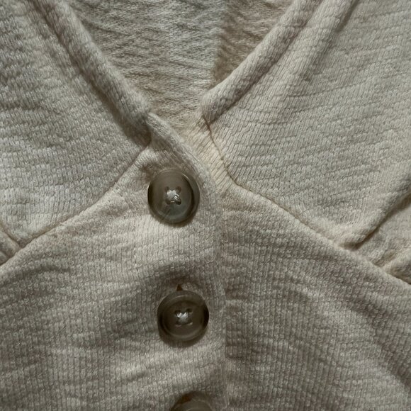 Madewell Cream Deep-V Button-Front Crop Top (Size M) - Picture 3 of 5